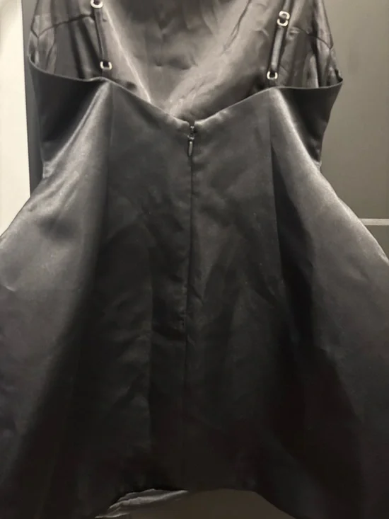 BabyBoo Tate Mini Dress Satin Open Back Babydoll bubble skirt Black Medium NWT - Picture 8 of 11